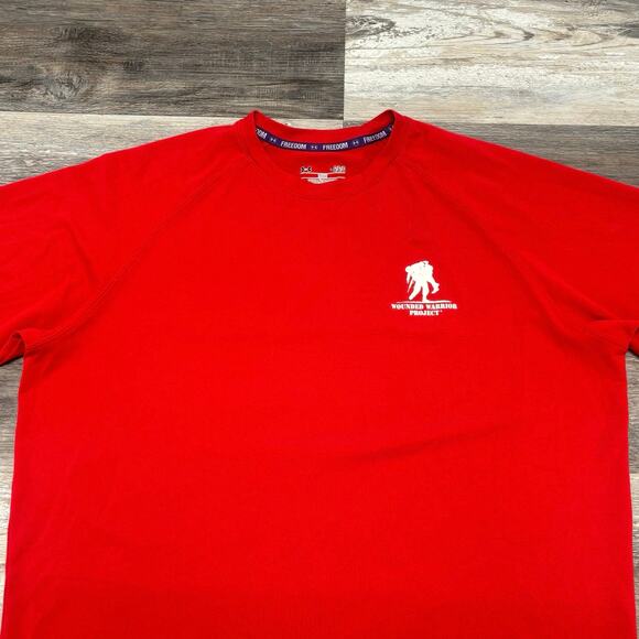Under‎ Armour UA WWP Tech Wounded Warrior Red Mens L Loose Fit Heat Gear T-Shirt - Picture 1 of 10